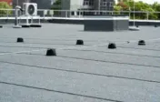 A modified bitumen roof surface.